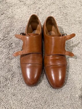 Aldo Men's Tan Leather Double Monk Strap Oxfords
